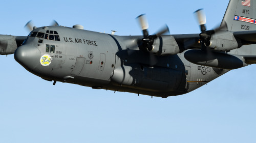 A C-130 Hercules assigned to the Air Force Reserve 757th Airlift Squadron flies over the Utah Test a