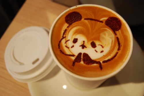 Handmade Stencil Latte Art10oz To go! To go! Take me out!!Mochi Mochi Pandaもちもちぱんだ