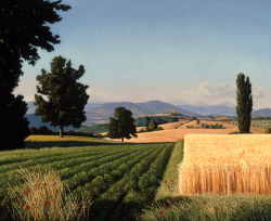 chasingtailfeathers:  David Ligare, Georgic Landscape, 2005 | oil on canvas, 26 x 32 in. | Private Collection, London, UK 