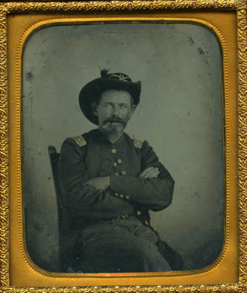 A tin type of cavalry Trooper Thomas Moody of the 11th Missouri State Militia Cavalry. The Missouri 