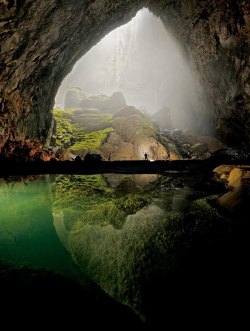 estimfalos:  Hang Son Doong, the “mountain river cave” in Vietnam, may be the world’s biggest subterranean passage. A half-mile block of 40-story buildings could fit inside this stretch of the cave.  Photos by Carsten Peter, National Geographic