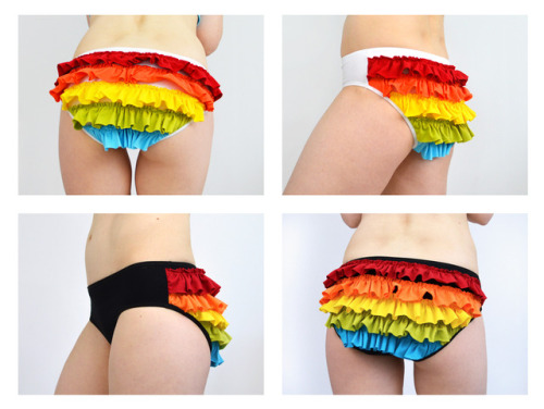 Rainbow frilly knickers now available in the Etsy Shop 