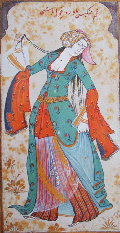 Persian dancing woman by the Turkish miniaturist Abdulcelil Levni,18th c.