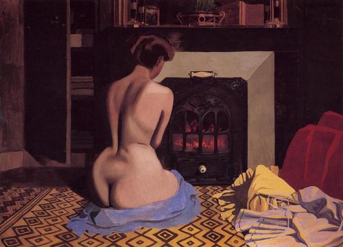 Nude at the Stove, 1900, Felix VallottonMedium: oil,cardboard