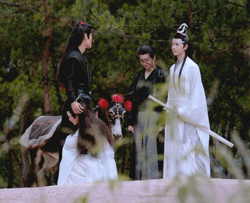 Ep.28 & 50: Wwx’s Hand On A-yuan’s Head As His Son Happily Hugs His Leg.