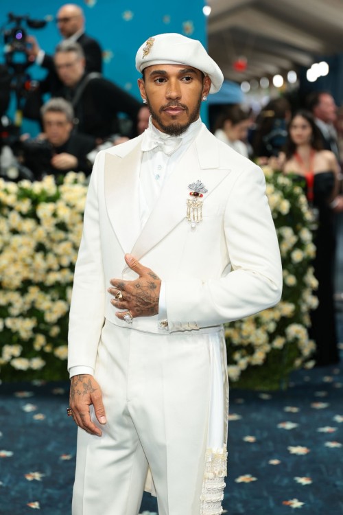 Sir Lewis Hamilton Wearing An Outfit By Black Female Designer Wales Bonner At The Met Gala (2025)