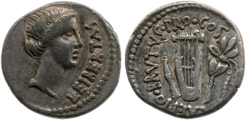 1. RRC 433/1, 54 BCE. bust of libertas / l. junius brutus cos 509 with some lictors. brutus minted t