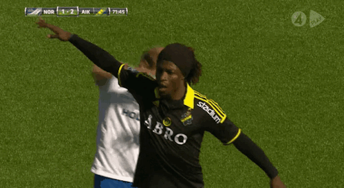 lightspeedsound: thefootballfandom: Bangura’s reaction to Norrköping‘s captain&rsqu