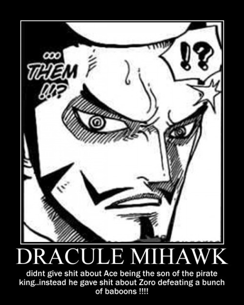 I made this btw http://antarticaeyes.deviantart.com/art/Mihawk-funny-motivational-201151004