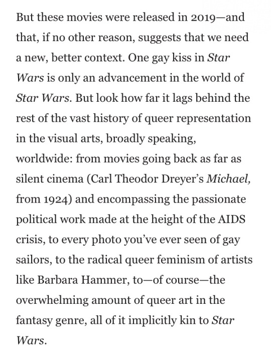 poemsingreenink:  thesaddestchorusgirlintheworld:  K. Austin Collins, Empty Gestures:   Are We Really Going to Pretend That Gay Kiss in The Rise of Skywalker Matters?      It’s true and you should SCREAM it. 