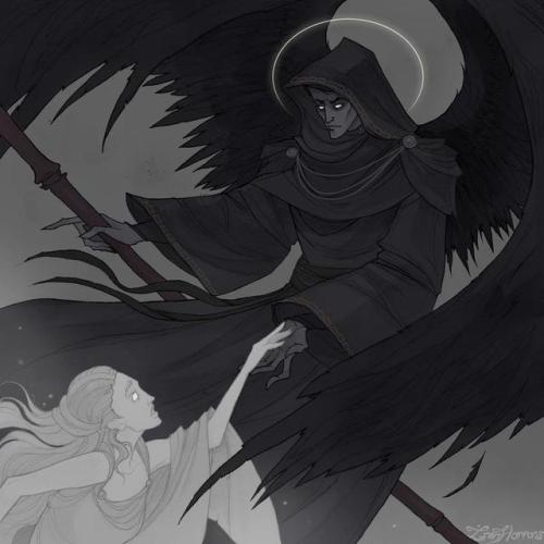 nyxshadowhawk: Greek Mythology art by IrenHorrors! Nyx, Hecate, Selene, Artemis, Melinoe, Hades and 