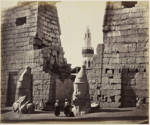 archaeoart:Main gate at the Luxor Temple, Egypt, circa 1862.