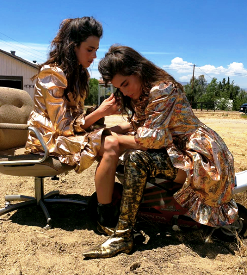 Margaret &amp; Rainey Qualley in Batsheva Dresses | Jalouse Magazine BTS