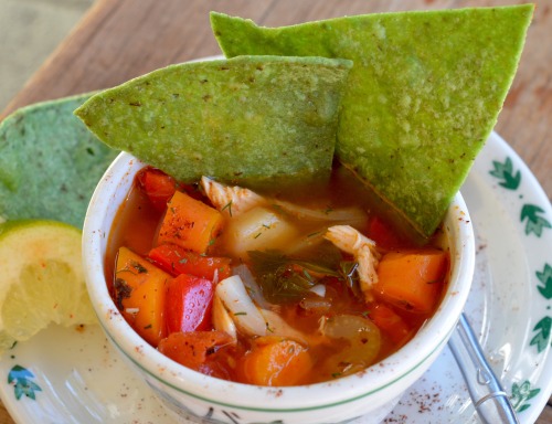 Chicken Tortilla SoupThis is delicious and so easy. I like to serve it with Nopales tortillas chips 