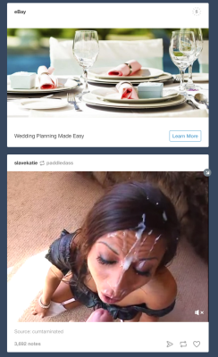 I’m quite enjoying the juxtaposition of sponsored content and porn on my Tumblr today.