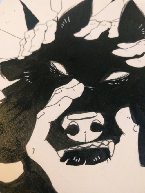 overthelazydog: The Image of Me  —- Chinese ink painting inspired by a dear friend of mine who is having bad hands problems.  