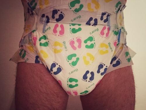 diaper at work and secured! rearz & plasticpants & onesie