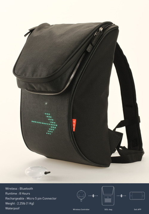 tristianmakhai: jackyan: jebiga-design-magazine: Finally! SEIL Bag - LED Equipped for Cyclists Sourc