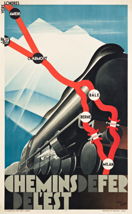 Chemins de fer de l’est, 1929. Theodoro (Theodore Pfeifer, 1896-1973. Poster print; C. Courtois, Par