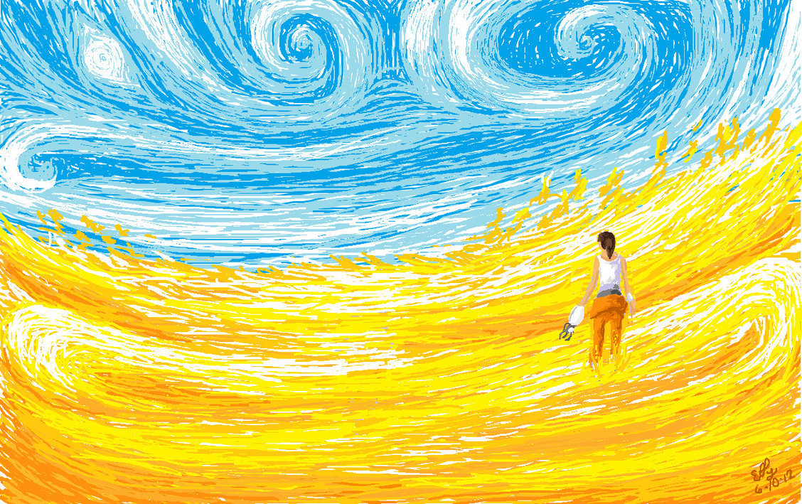 thegameisalife:  Portal 2 al estilo Van Gogh. 