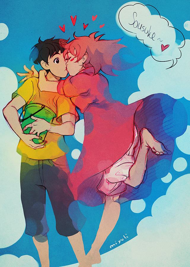 miyuli:  Just a tiny Ponyo comic with a little older Ponyo and Sousuke.These two