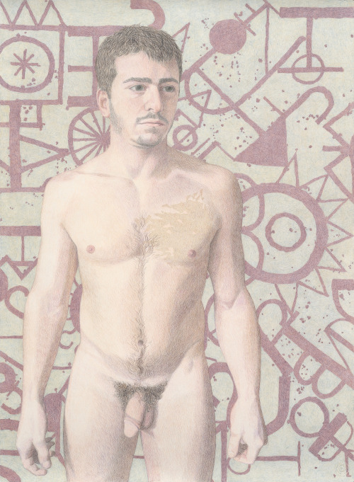   Elijah Burgher, Bachelor (Anthony), colored pencil on paper, 30x22″, 2015  