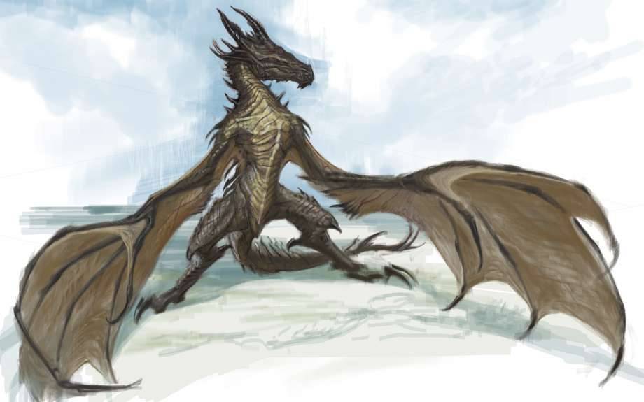 diaryofadragonborn:  The Elder Scrolls V Skyrim - Dragon concept art by the late