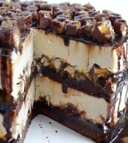 bonapetittcom:  Snickers peanut butter brownie