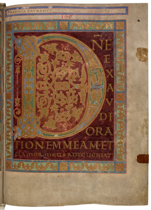 design-is-fine:Ornamental initial from the Folchart-Psalter, 875. Abbey library of Saint Gall ©Stift