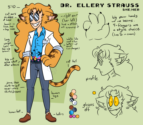 party-cat-anthem:

Ref sheet of my Monster of the Week hunter, Ellery! 