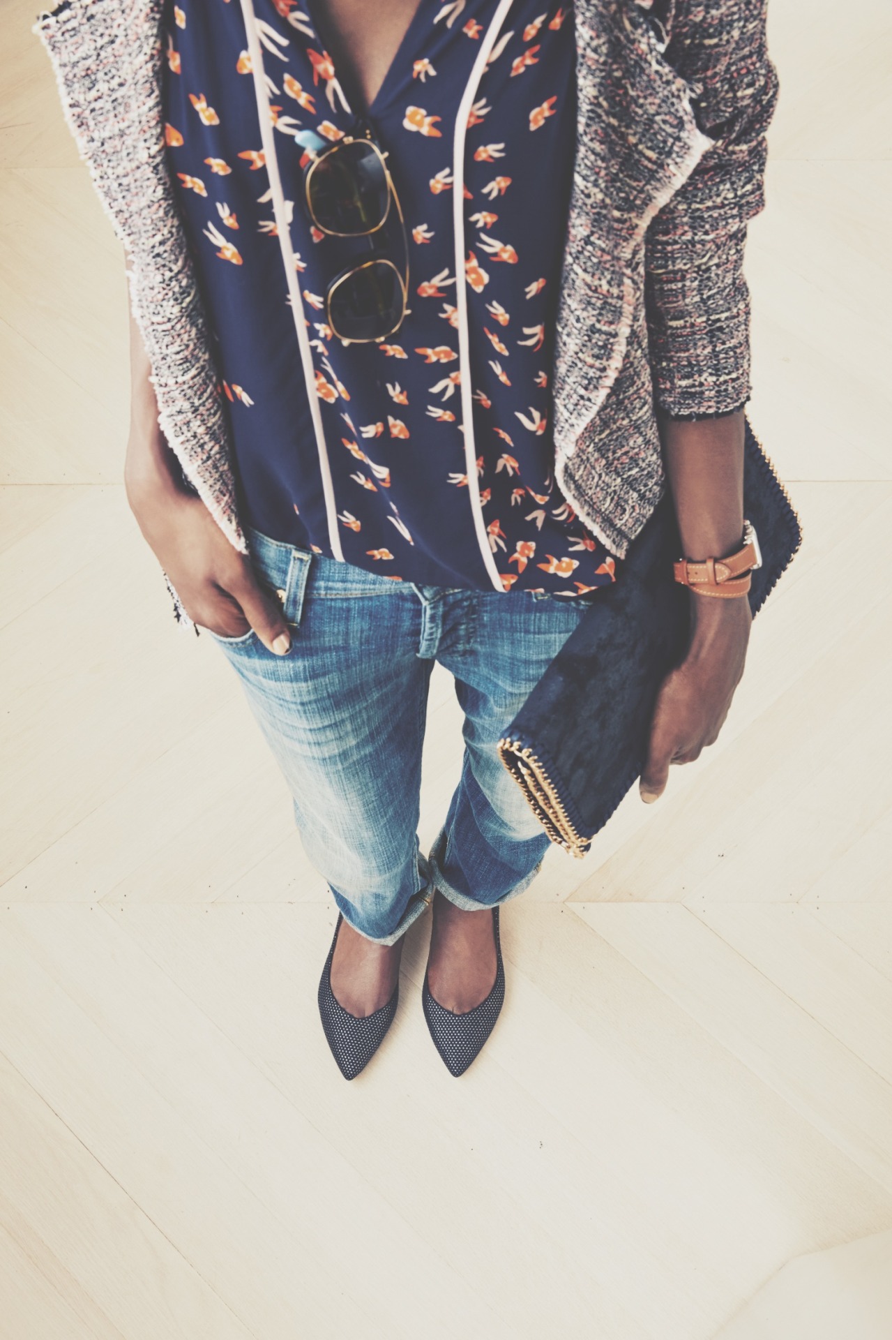 nordstrom:  Blouse. Jeans. Shoes.