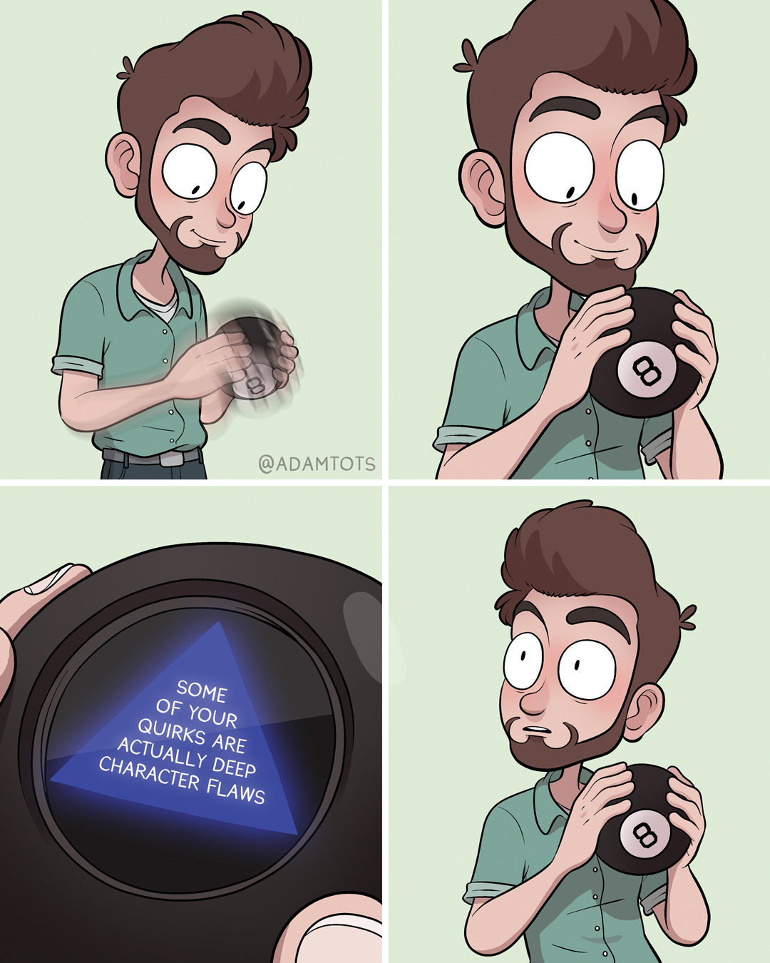 adamtots:  ANOTHER new comic from my book, which comes out in a couple days! It’s
