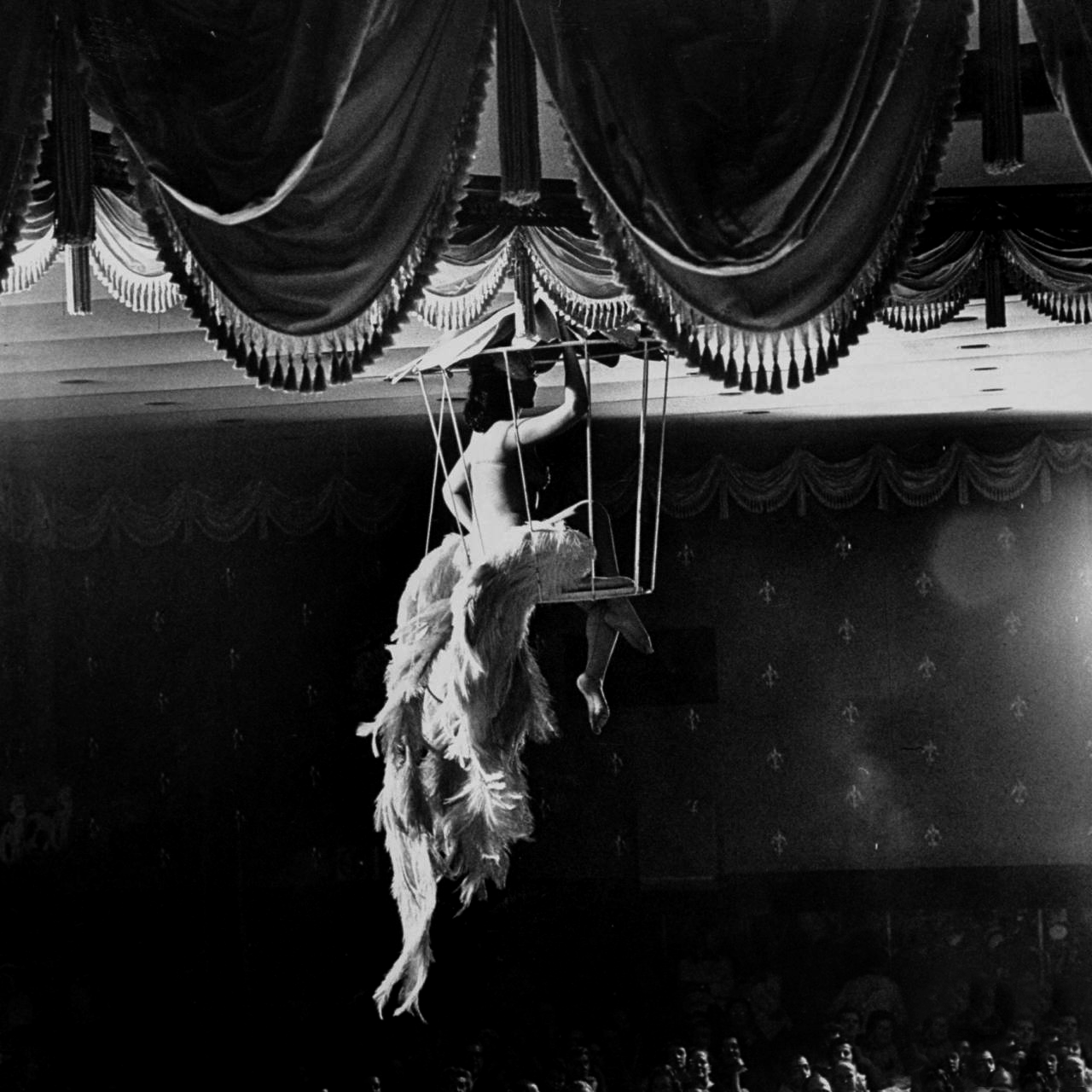 onlyoldphotography:  Yale Joel: Night club dancer performing a bird cage scene. New