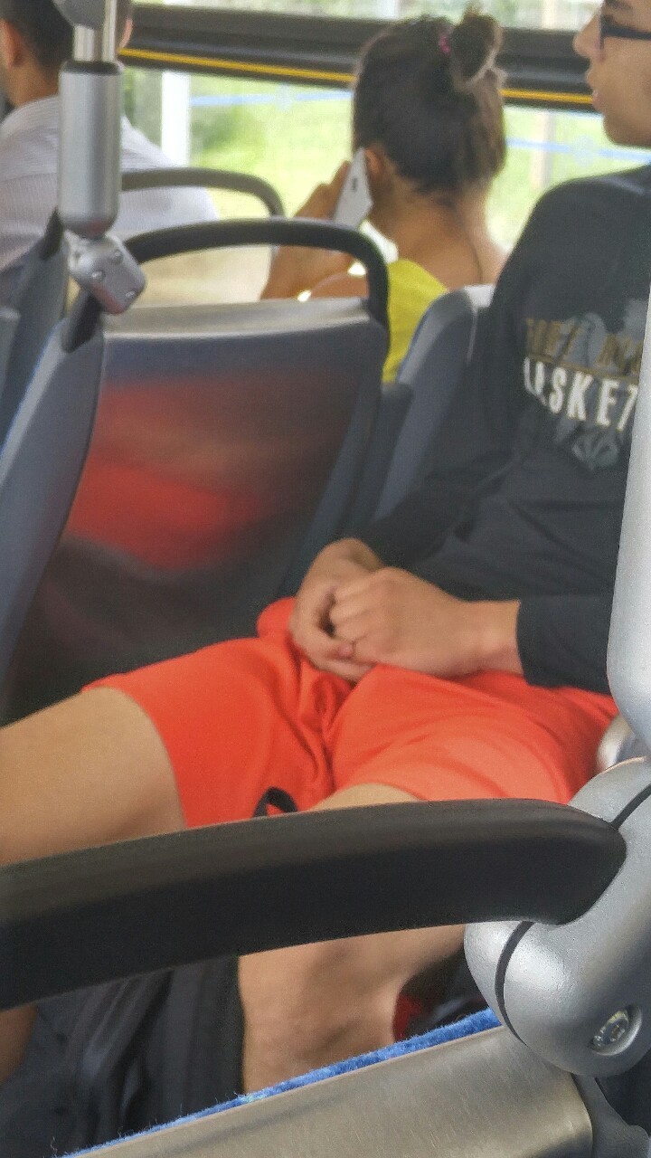 idottie:  One sexy guy playing with himself on the bus.  It was a wonderful sight