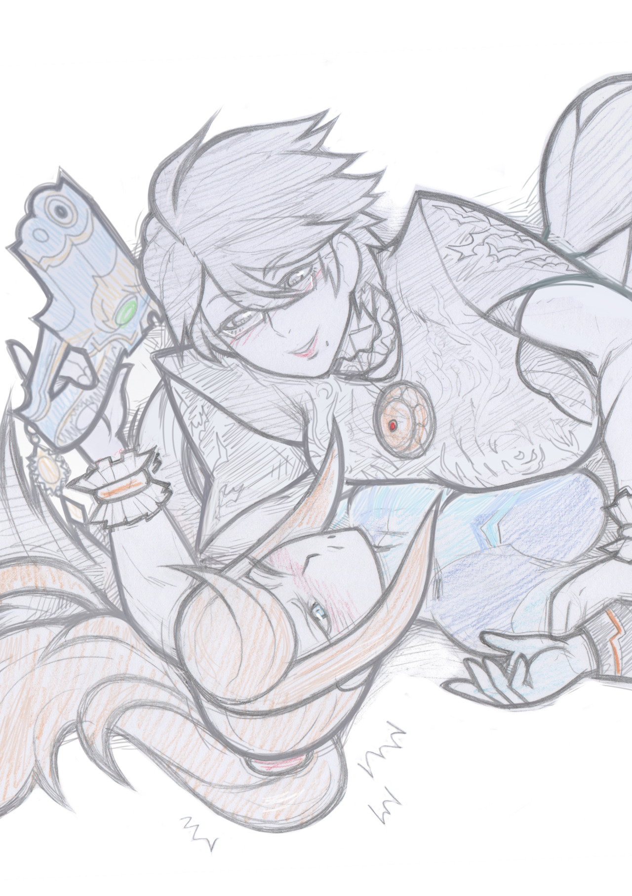 tabletorgy:  sketch I did back when Baeonetta was announced for smash!  Cereza molesting