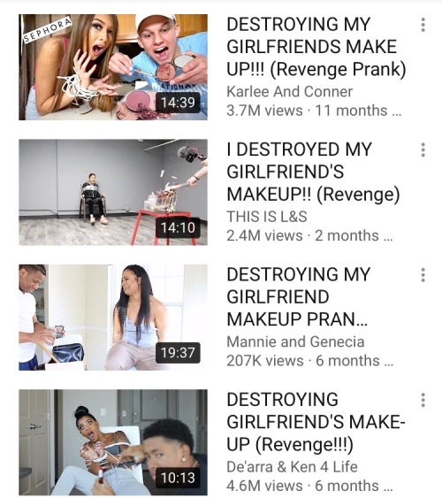 princessvexus:  yelnatszeroni:  hundondestiny:   yelnatszeroni:  Apparently it’s a new YouTube trend of tying up  your girlfriend while you break her makeup?   What???    Heterosexual things: abusing your girlfriend and destroying expensive shit she