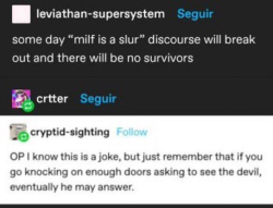 hiveswap:ndiecity:WE HAVE MILF IS A SLUR DISCOURSE I REPEAT WE HAVE MILF IS A SLUR