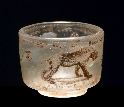 theancientwayoflife:~ Circus glass cup from Nordrup.Culture: RomanPlace of origin: Denmark