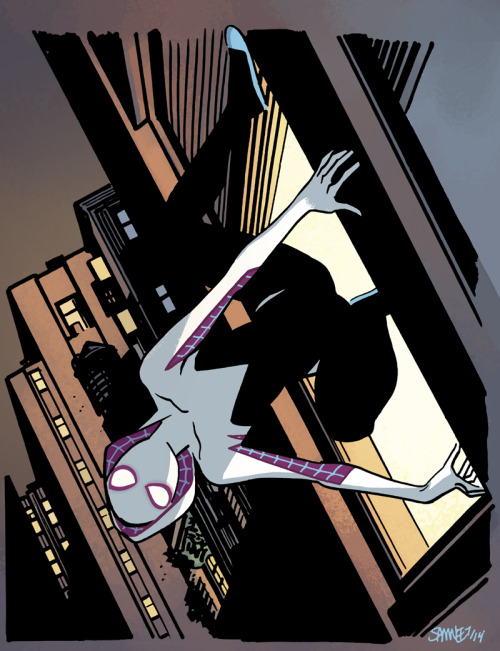 Threw some colors on Chris Samnee’s Spider - Gwen sketch he did. I’m really psyched for this book an