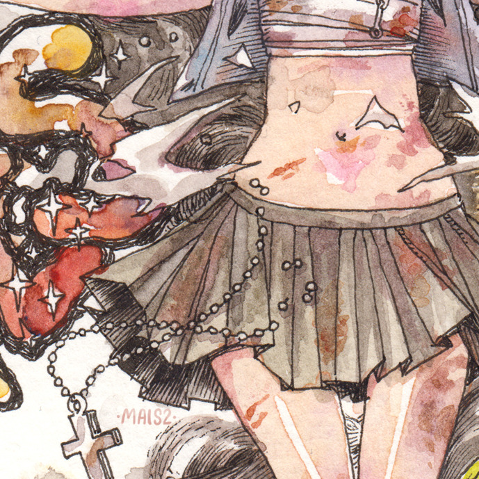maisdue:  colored just for fun  few days ago. watercolors are fun ( she said after
