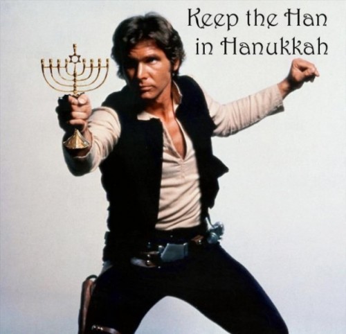 phosphorescent-naidheachd:[Image description: A fan manipulated photograph in which Han Solo wields 