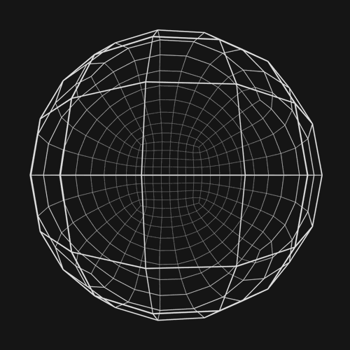 Rotation of a QUAD SPHERE (wire-frame, perspective projection, full-res)