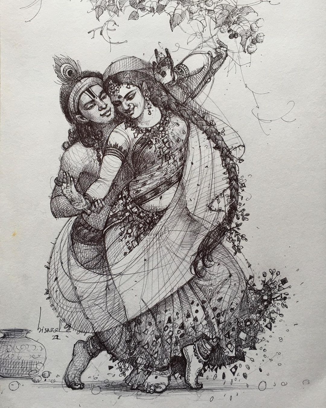 Radha Krishna An Eternal Love Story (ART_8018_56241) Handpainted ...