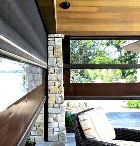 Large Minneapolis Sunroom - Large Contemporary Slate Floor And Gray Floor Sunroom Idea With No Fireplace