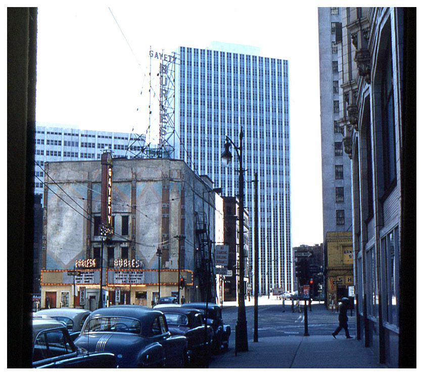 Vintage 50&rsquo;s-era photo features the faded facade of the old &lsquo;GAYETY