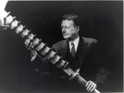 engineeringhistory:  William Coolidge holding an X-ray tube, circa 1920s. Coolidge was awarded the AIEE Edison Medal, the highest honor in electrical engineering at the time, in 1926 for for the origination of ductile tungsten and the fundamental improvem