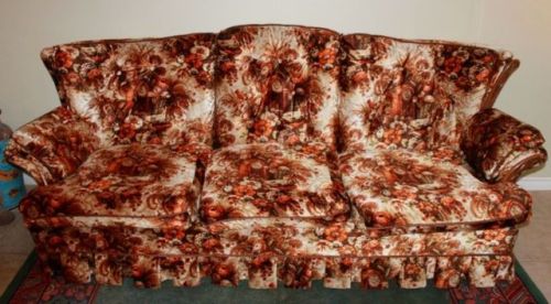 vintageeveryday:These ugly couches that everybody’s grandparents had in their living room!