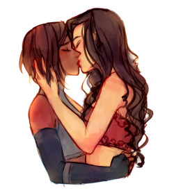 walkingnorth-art:   What she said: I’m loving the hair.What I heard: I love you. Your haircut is sexy. Let’s make out.  But seriously though, the reunion was amazing. I still can’t believe Korra blushed. HEARTS IN MY EYES. I’m so glad we got