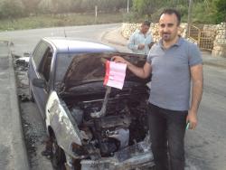 readyokaygo:  So here’s a story that will make you lose all hope for humanity, if you haven’t lost it yet. This man is Jalal. He’s Palestinian. His car was torched by Jewish settlers. You see that piece of paper he’s holding? That’s a 1,500