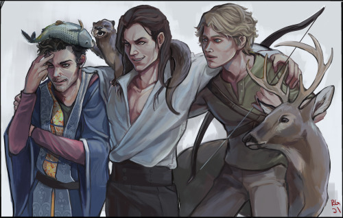 Tried my hand at the Thero, Seregil and Alec from the nightrunner series, because I saw @lamaery‘s g